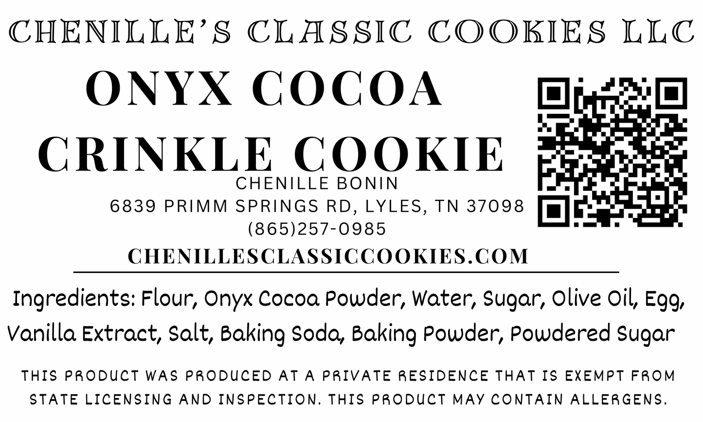 Onyx cocoa crinkle cookie